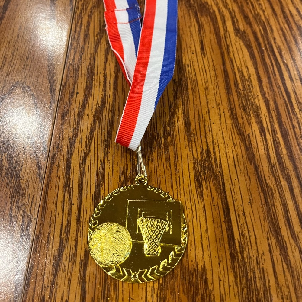 Gold Basketball Medal with Red, White, and Blue Ribbon( 11 total)